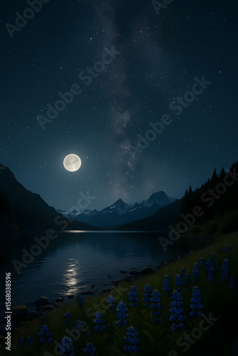 night landscape with moon