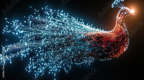 Abstract digital peacock design