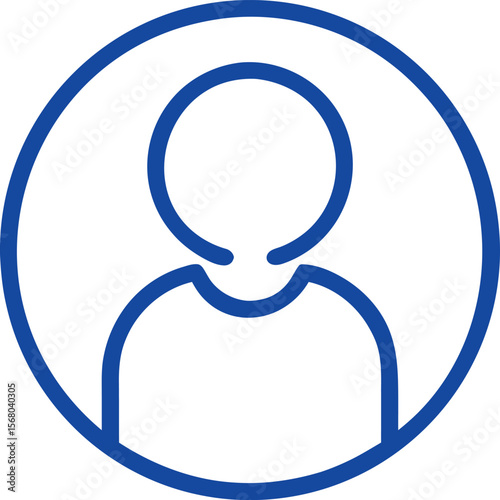 Blue outline of a person within a circle avatar icon