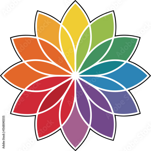Colorful abstract flower shape with petal segments bloom blue