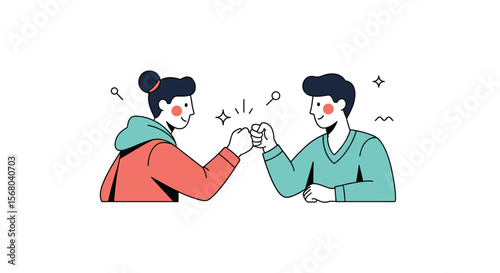 Two people bump fists in a gesture of friendship and success celebrating a moment of connection