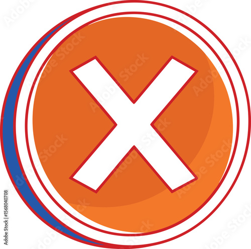 Orange circle with white cross and red blue border vector