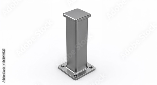 Metallic square post with a flat top and square base  
