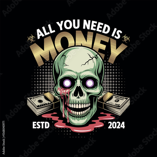 Skulls typography vector t-shirt design print