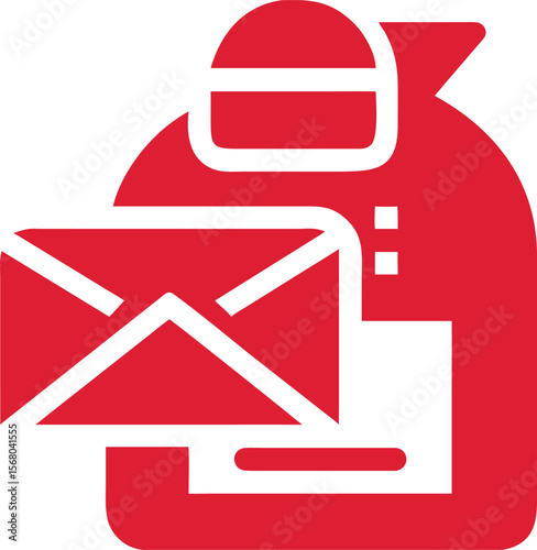Red envelope and person icon mail communication
