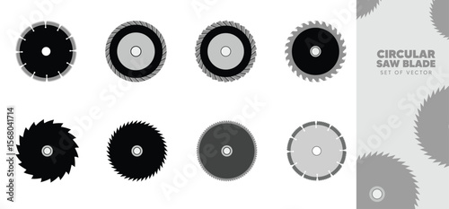 Set of circular saw blade for wood and wall cutting vector on white isolated