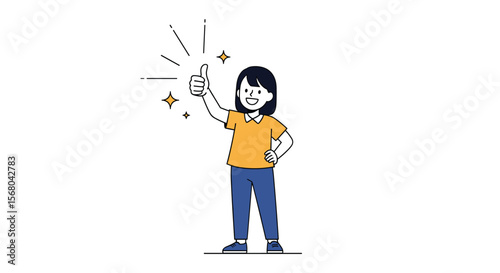 Happy Person Giving a Thumbs Up Gesture of Approval and Success