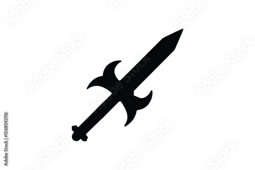Black Silhouette of a Fantasy Dagger Icon