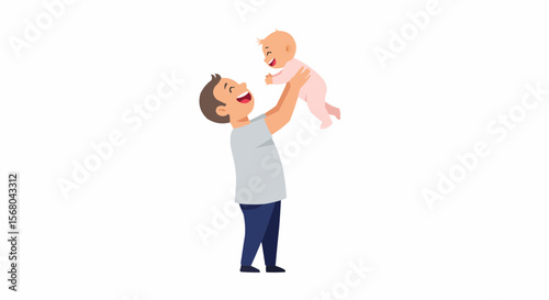 A father joyfully lifts his baby, a tender moment of love and happiness.