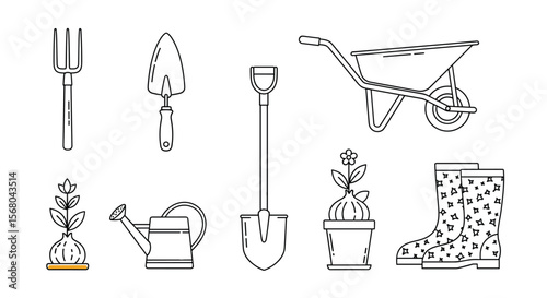 Gardening Tools and Supplies for Planting and Cultivating Plants in the Garden