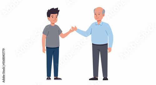 Two people shake hands with a smile, a symbol of mutual respect and collaboration.