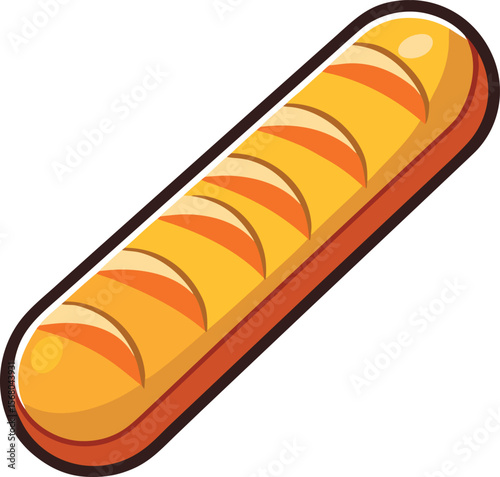 Minimal Flat baguette icon Fast Food Symbol isolated on  Transparent Background