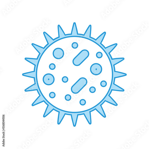 Blue virus microbe with spikes and internal structures bacteria germ