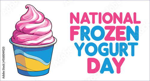 Celebrate National Frozen Yogurt Day With Delicious Pink Swirl Treat Illustration