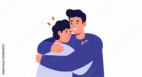 Illustration of an affectionate embrace between two individuals, expressing love and affection.