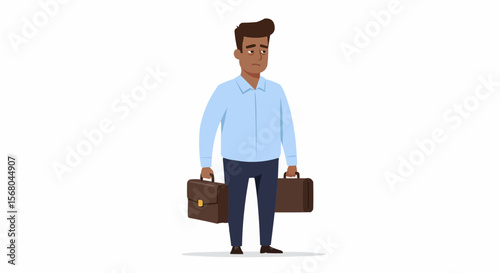 A man carrying two briefcases appears deep in thought.