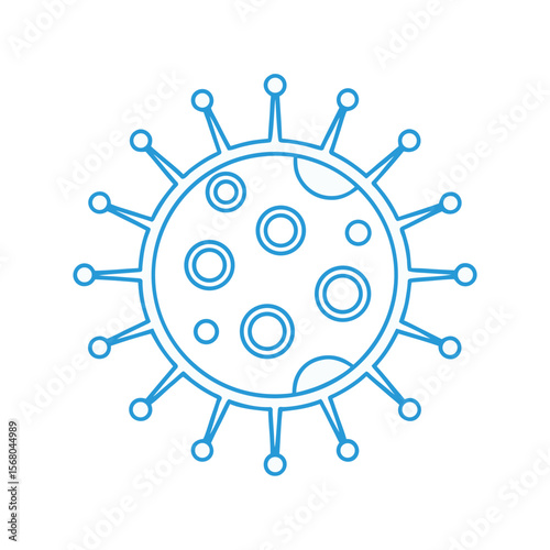 Blue virus outline with circular patterns microbe bacteria