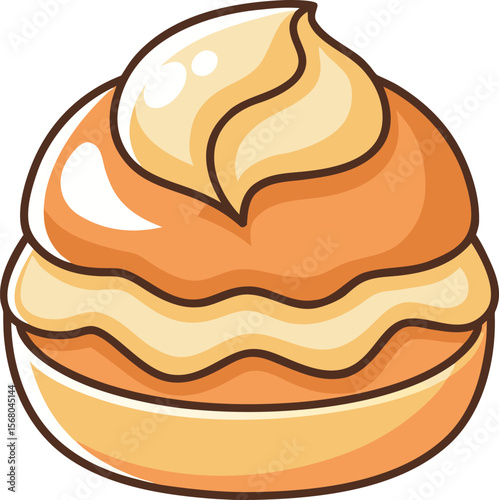 Minimal Flat cream puff icon Fast Food Symbol isolated on  Transparent Background