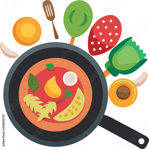 frying pan with food icon