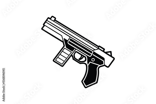 Simple Black and White Gun Illustration