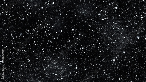 ultra high-resolution image of fine snow particles gently dispersed across a solid black background, 