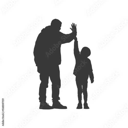 A silhouette of a parent and child high-fiving, representing connection, success, encouragement, and the bond between generations.