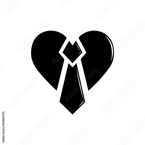 A stylized illustration of a heart with a tie, symbolizing formal affection, commitment, or a blend of professional and personal life.