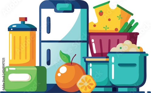 Minimal Flat refrigerator items icon set