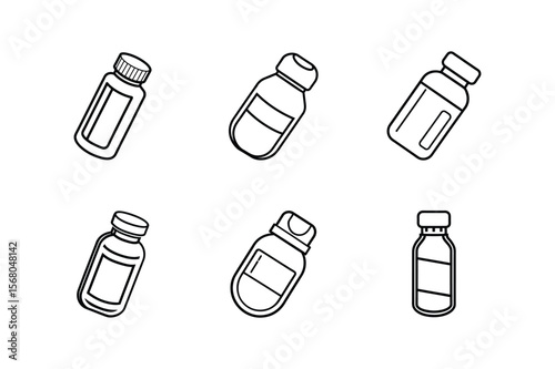 pill bottle icon line art vector illustration