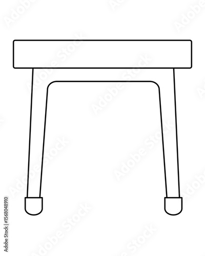 Classic wooden stool, furniture - vector linear picture for coloring. Outline. Classic wooden stool for coloring or logo
