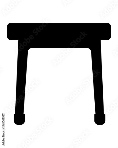 Classic wooden stool, furniture - vector silhouette image for logo, icon or stencil. Classic wooden stool for icon or stencil