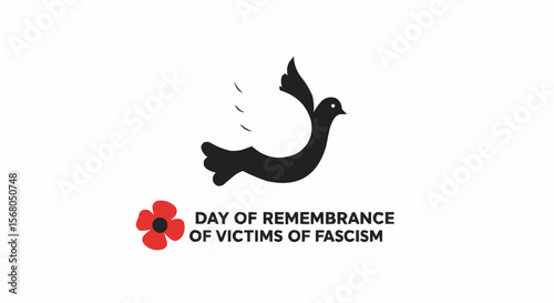 Day of Remembrance for Victims of Fascism logo with dove and poppy.