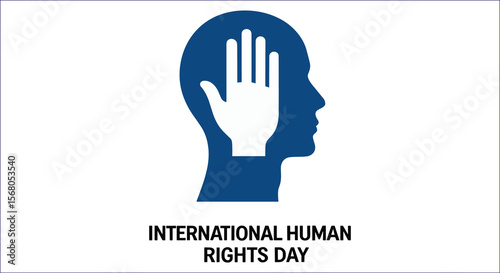 International Human Rights Day Icon With A White Hand Illustration Vector