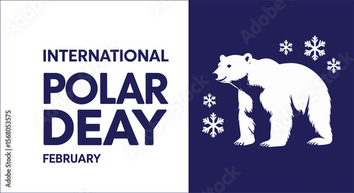 International Polar Bear Day Celebration Graphic With Bear And Snowflakes