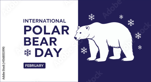 International Polar Bear Day Vector Illustration With Snowflakes And Cute Bear