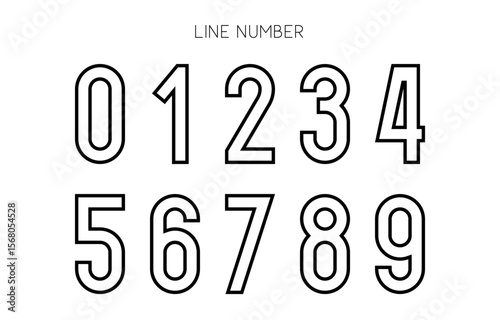 Outlined Line Number Typeface in Minimal Modern Style