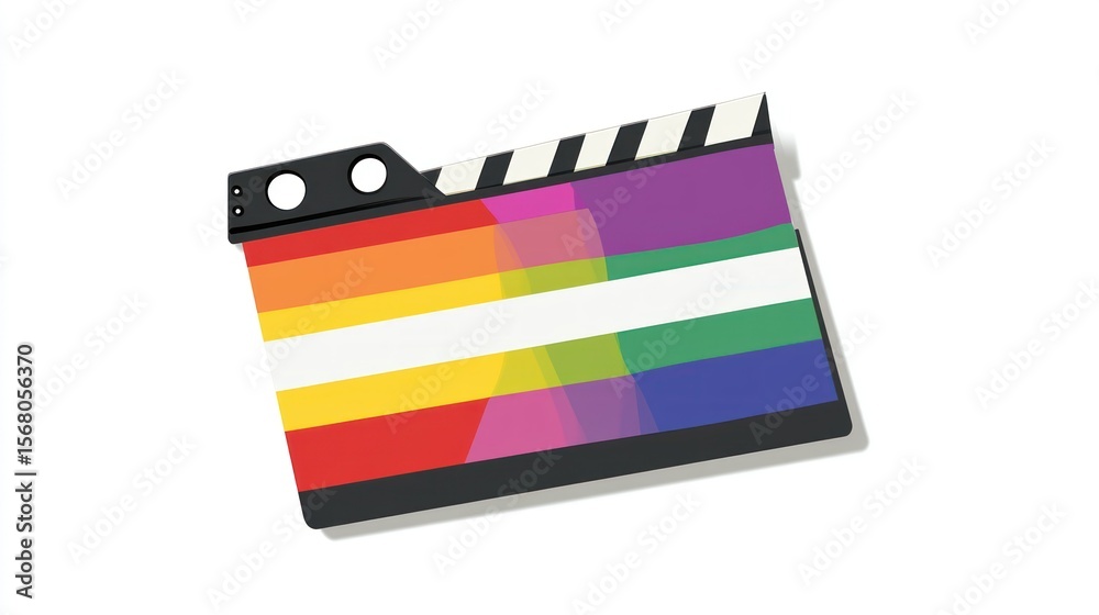 Fototapeta premium Rainbow Clapperboard on White Background