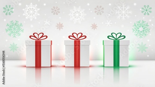 Festive holiday gifts with snowflakes and ribbons christmas winter