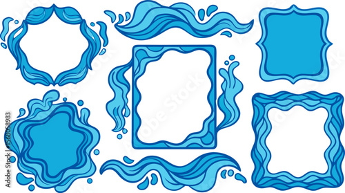 Organic Wavy Line Frame Set | Fluid Hand-drawn Border Vector