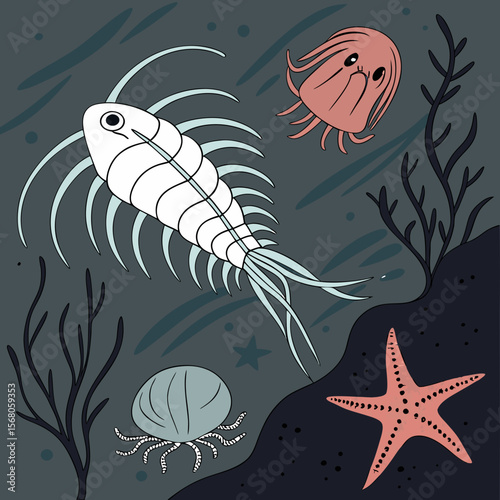seamless pattern with sea animals
