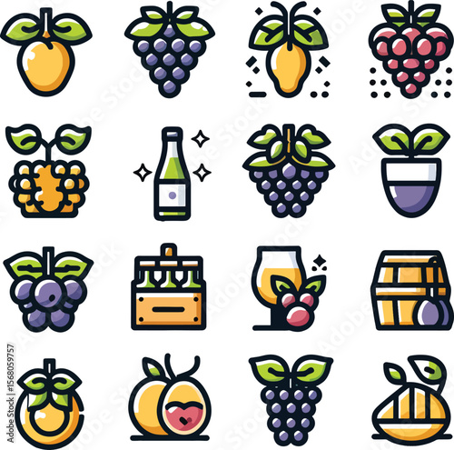 set of fruits and berries