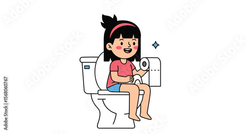 A Young Girl Successfully Completes Toilet Training Learning This Essential Life Skill