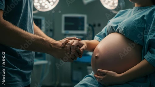 Support and love during childbirth process capturing the tender moment of a couple expecting a