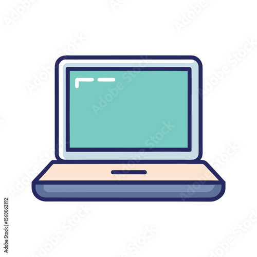 Laptop Computer Flat Icon – Notebook Device Symbol for Apps and Websites