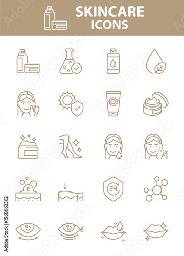 Set of skin care icons, epidermis, skincare product