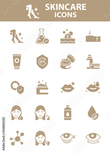 Set of skin care icons, epidermis, skincare product