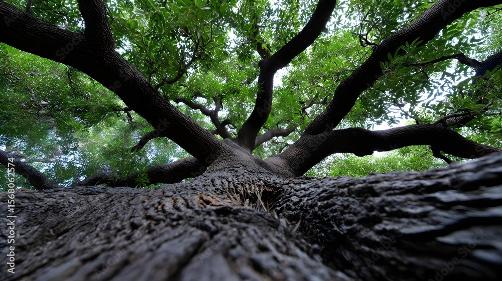Obraz premium Lush, green tree with intricately patterned branches and leaves