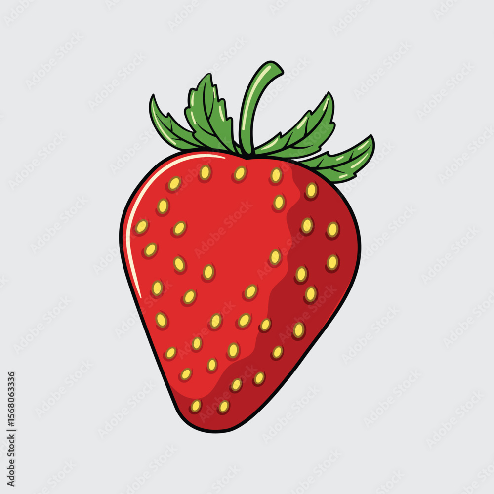 Obraz premium Strawberry fruit simple isolated cartoon illustration with a light background