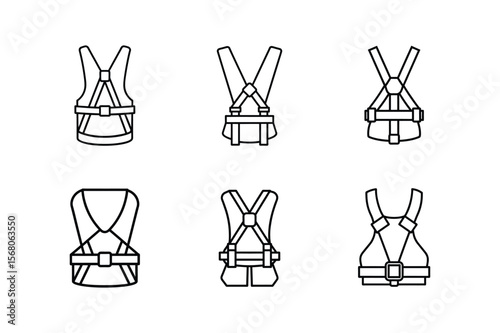 safety harness icon line art vector illustration