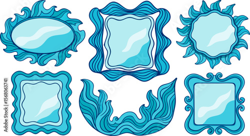 Organic Wavy Line Frame Set | Fluid Hand-drawn Border Vector